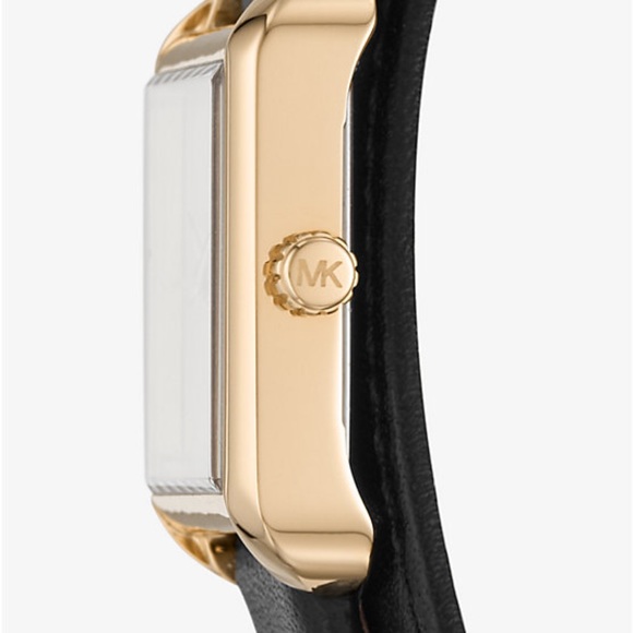 EUC Lake Gold-Tone and Black Leather Wrap Watch - Picture 3 of 16